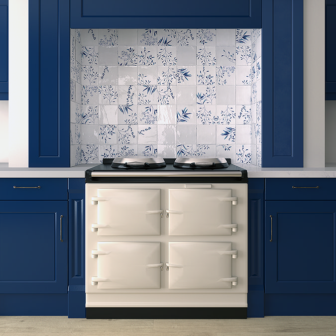 Stonehouse Studio Retford Floral Blue Gloss Wall Tiles - 150 x 150mm