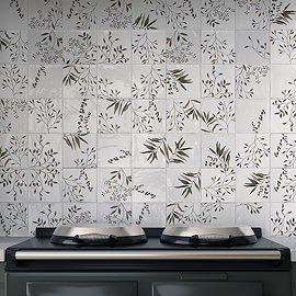 Stonehouse Studio Retford Floral Green Gloss Wall Tiles - 150 x 150mm