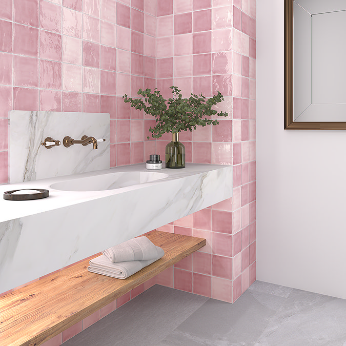 Stonehouse Studio Retford Pink Gloss Wall Tiles - 150 x 150mm