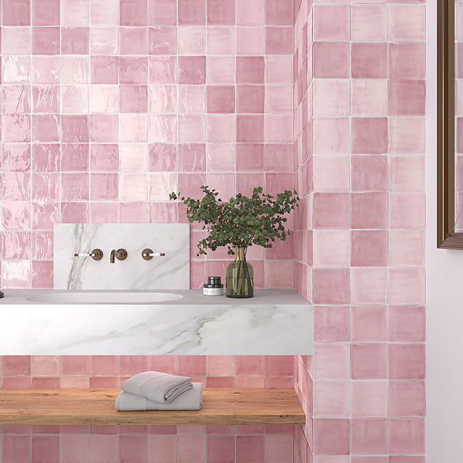 Stonehouse Studio Retford Pink Gloss Wall Tiles - 150 x 150mm