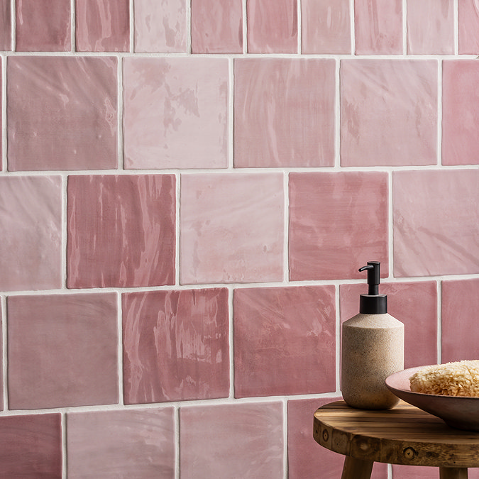 Stonehouse Studio Retford Pink Gloss Wall Tiles - 150 x 150mm