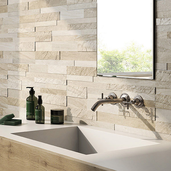 Runda Beige Split Face Tiles - 303 x 613mm Large Image