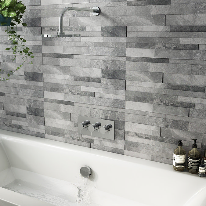 Runda Grey Slate Effect Split Face Tiles - 303 x 613mm  Feature Large Image