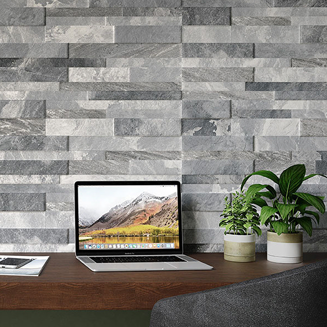 Runda Grey Slate Effect Split Face Tiles - 303 x 613mm Large Image