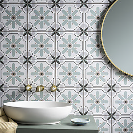 Stonehouse Studio Santana Olive Encaustic Effect Tiles - 225 x 225mm