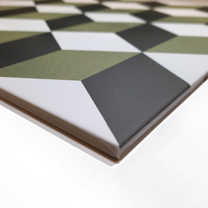 Stonehouse Studio Santiago Olive Geometric Patterned Wall and Floor Tiles - 225 x 225mm