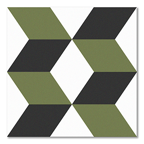 Stonehouse Studio Santiago Olive Geometric Patterned Wall and Floor Tiles - 225 x 225mm