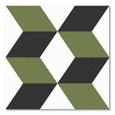 Stonehouse Studio Santiago Olive Geometric Patterned Wall and Floor Tiles - 225 x 225mm