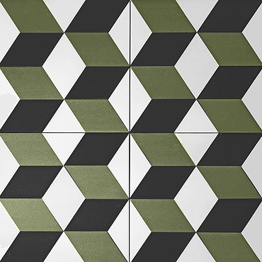 Stonehouse Studio Santiago Olive Geometric Patterned Wall and Floor Tiles - 225 x 225mm