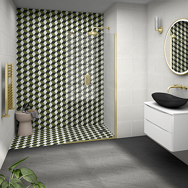 Stonehouse Studio Santiago Olive Geometric Patterned Wall and Floor Tiles - 225 x 225mm