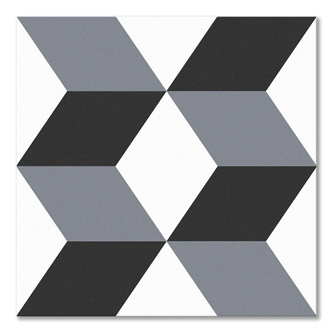 Stonehouse Studio Santiago Smoke Grey Geometric Patterned Wall and Floor Tiles - 225 x 225mm