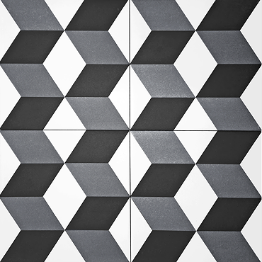 Stonehouse Studio Santiago Smoke Grey Geometric Patterned Wall and Floor Tiles - 225 x 225mm