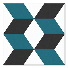 Stonehouse Studio Santiago Teal Geometric Patterned Wall and Floor Tiles - 225 x 225mm