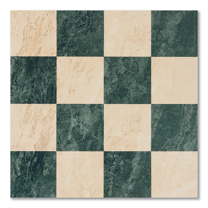 Stonehouse Studio Santori Beige & Green Chequered Marble Effect Wall & Floor Tiles - 223 x 223mm