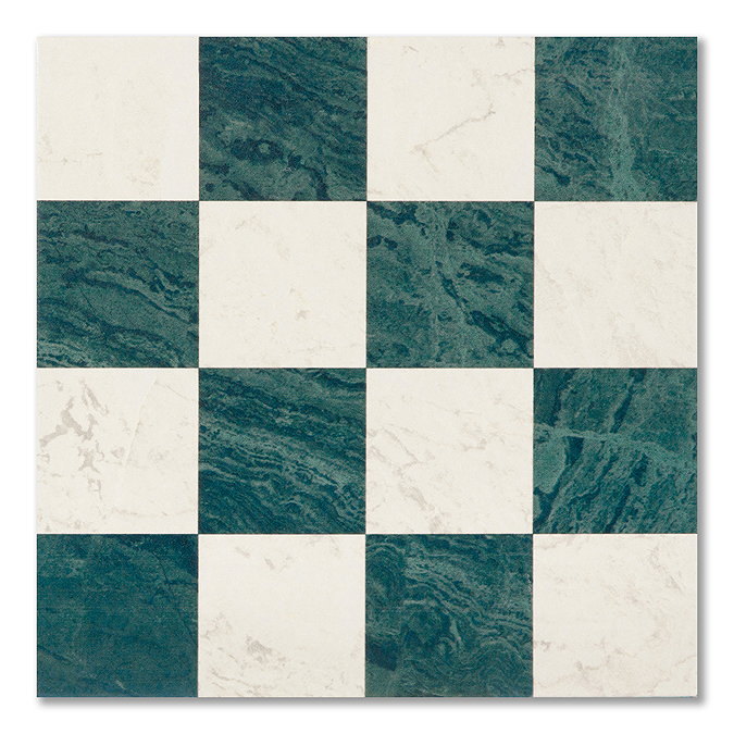 Stonehouse Studio Santori Beige & Green Chequered Marble Effect Wall & Floor Tiles - 223 x 223mm