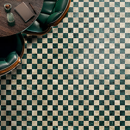 Stonehouse Studio Santori Beige & Green Chequered Marble Effect Wall & Floor Tiles - 223 x 223mm