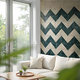 Stonehouse Studio Santori Beige & Green Marble Effect Wall & Floor Tiles - 223 x 223mm