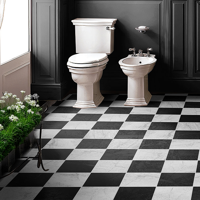 Stonehouse Studio Santori White Marble Effect Wall & Floor Tiles - 223 x 223mm