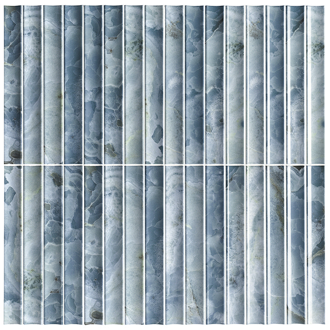 Stonehouse Studio Soule Reeded Blue Onyx Marble Effect Wall Tiles - 150 x 300mm