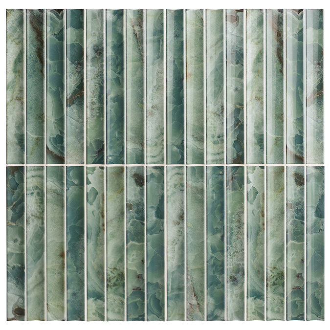 Stonehouse Studio Soule Reeded Green Onyx Marble Effect Wall Tiles - 150 x 300mm