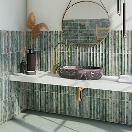 Stonehouse Studio Soule Fluted Green Onyx Marble Effect Wall Tiles - 150 x 300mm