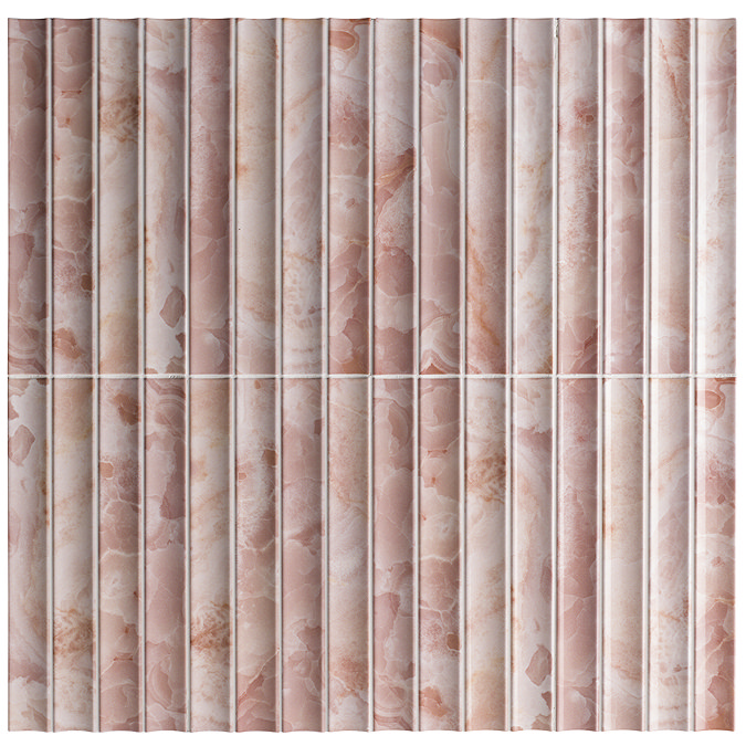 Stonehouse Studio Soule Reeded Pink Onyx Marble Effect Wall Tiles - 150 x 300mm