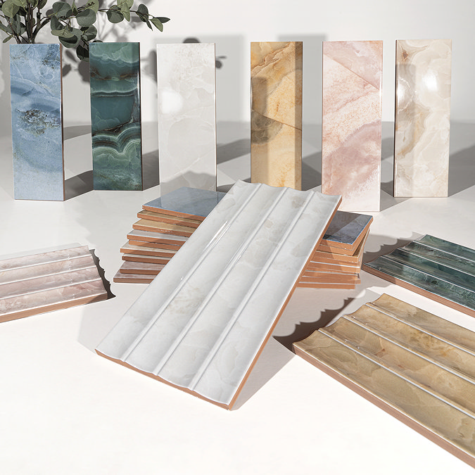 Stonehouse Studio Soule Green Onyx Marble Effect Wall Tiles 100 x 300mm