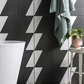 Stonehouse Studio Stockholm Black Geometric Wall and Floor Tiles - 225 x 225mm