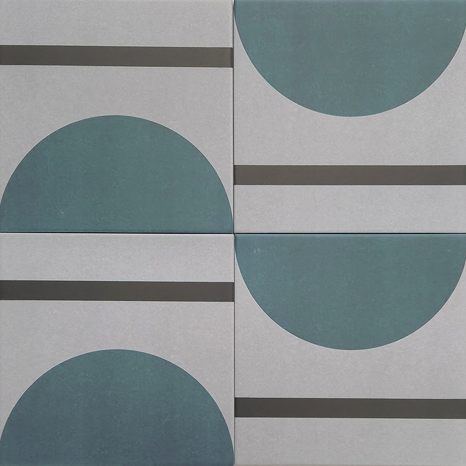 Stonehouse Studio Synergy Teal Patterned Wall and Floor Tiles - 225 x 225mm