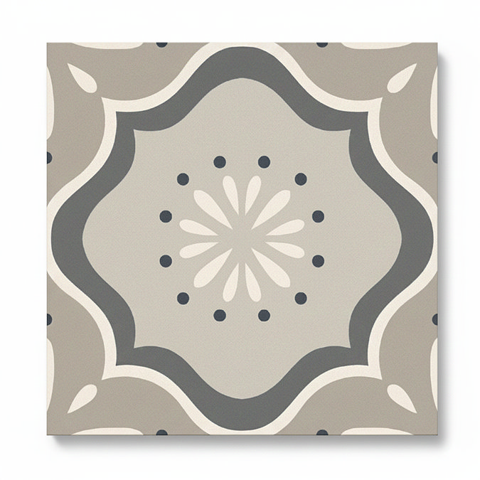 Stonehouse Studio Tissington Grey Patterned Wall and Floor Tiles - 225 x 225mm