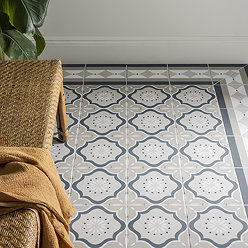 Stonehouse Studio Tissington Grey Patterned Wall and Floor Tiles - 225 x 225mm