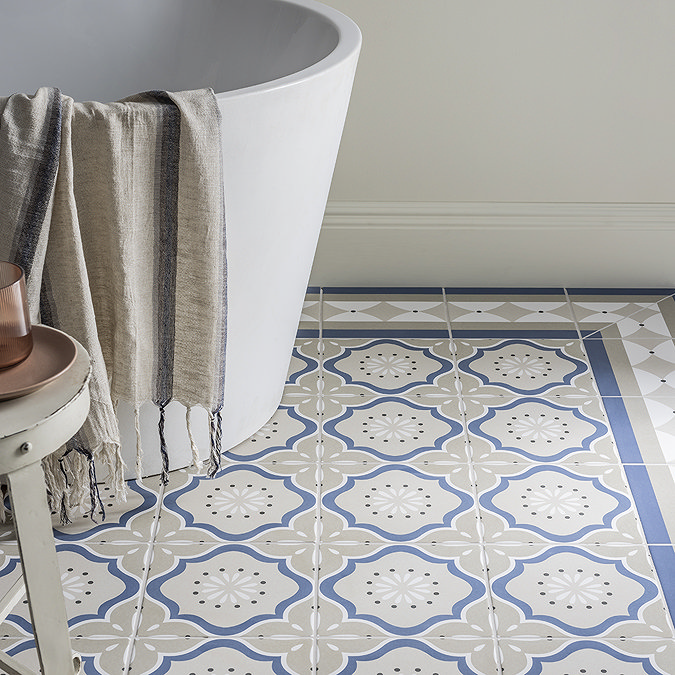 Stonehouse Studio Tissington Navy Border Patterned Wall and Floor Tiles
