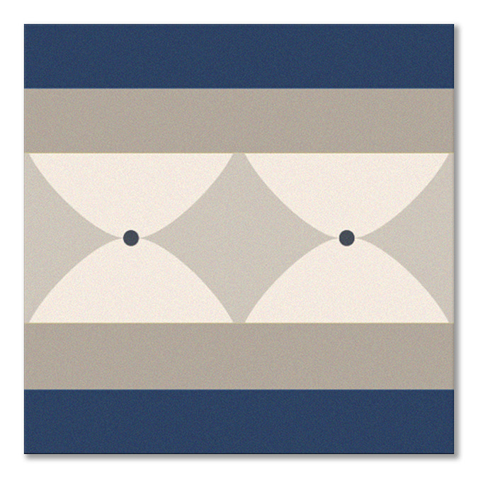 Stonehouse Studio Tissington Navy Border Patterned Wall and Floor Tiles - 225 x 225mm