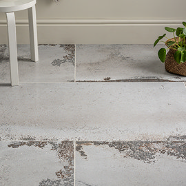 Stonehouse Studio Tulsa White Oxide Metal Effect Large Format Wall & Floor Tiles - 600 x 1200mm