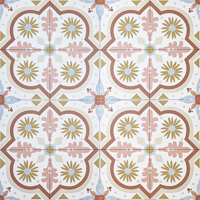 Stonehouse Studio Valencia Pink Floral Patterned Wall & Floor Tiles - 225 x 225mm