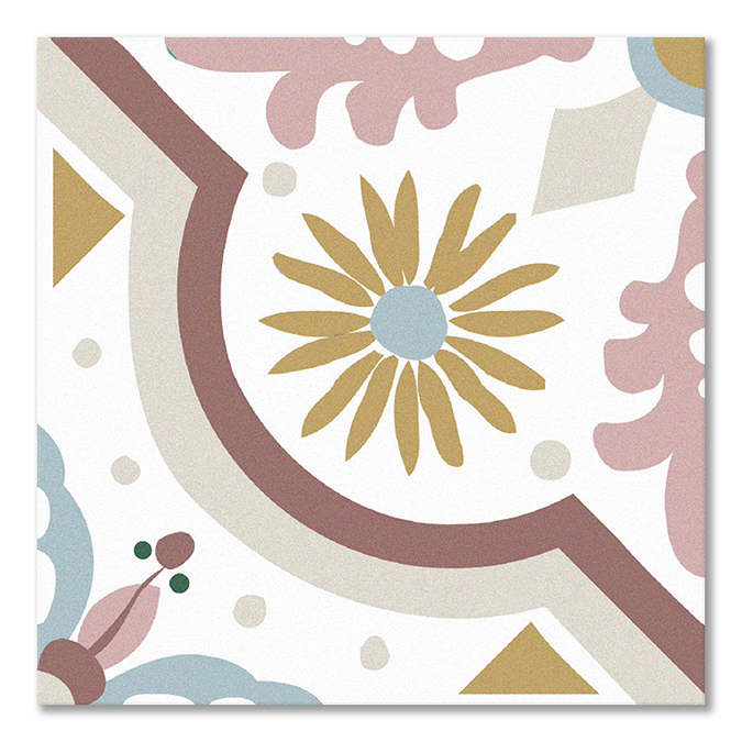 Stonehouse Studio Valencia Pink Floral Patterned Wall & Floor Tiles - 225 x 225mm