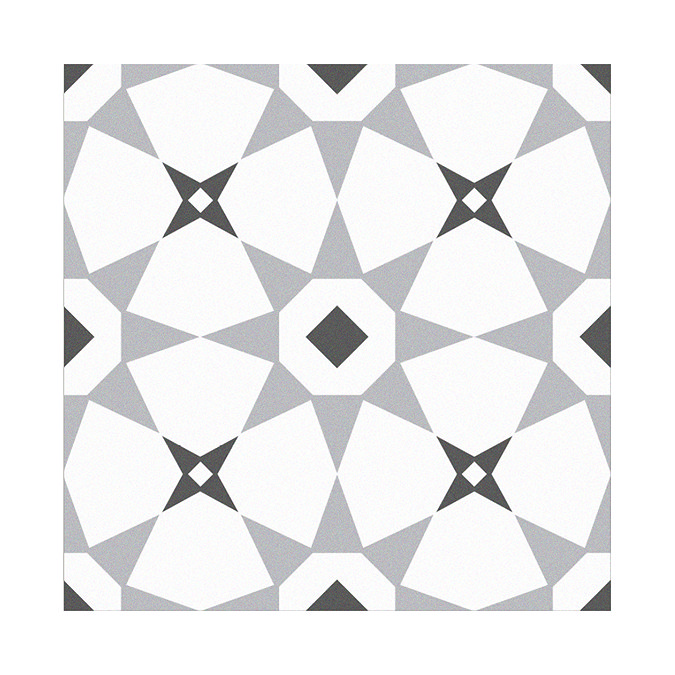 Stonehouse Studio Valletta Charcoal Patterned Wall and Floor Tiles - 225 x 225mm