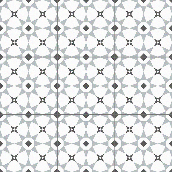 Stonehouse Studio Valletta Charcoal Patterned Wall and Floor Tiles - 225 x 225mm
