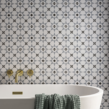 Stonehouse Studio Valletta Charcoal Patterned Wall and Floor Tiles - 225 x 225mm