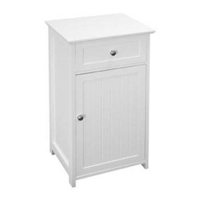 White Wood Floor Standing Storage Cupboard with Top Drawer - 2400944 Large Image