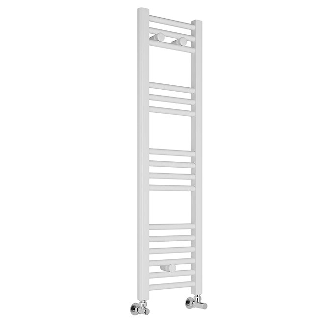 Diamond Heated Towel Rail - W300 x H1000mm - White - Straight