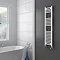 Diamond Heated Towel Rail - W300 x H1200mm - White - Straight Large Image