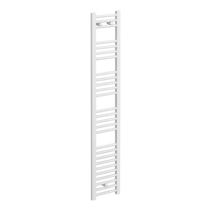 Diamond Heated Towel Rail - W300 x H1600mm - White - Straight  Profile Large Image