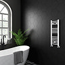 Diamond Heated Towel Rail - W300 x H800mm - White - Straight  Profile Large Image