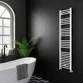 Diamond Heated Towel Rail - W400 x H1600mm - White - Straight Large Image