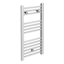 Diamond Heated Towel Rail - W400mm x H800mm - Chrome - Straight Large Image
