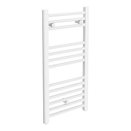 Diamond Heated Towel Rail - W400 x H800mm - White - Straight Large Image