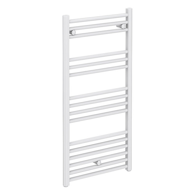 Diamond Heated Towel Rail - W500 x H1000mm - White - Straight