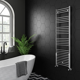 Diamond Heated Towel Rail - W500 x H1600mm - Chrome - Straight Large Image