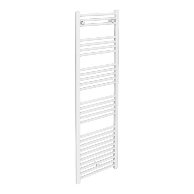 Diamond Heated Towel Rail - W500 x H1600mm - White - Straight  Profile Large Image